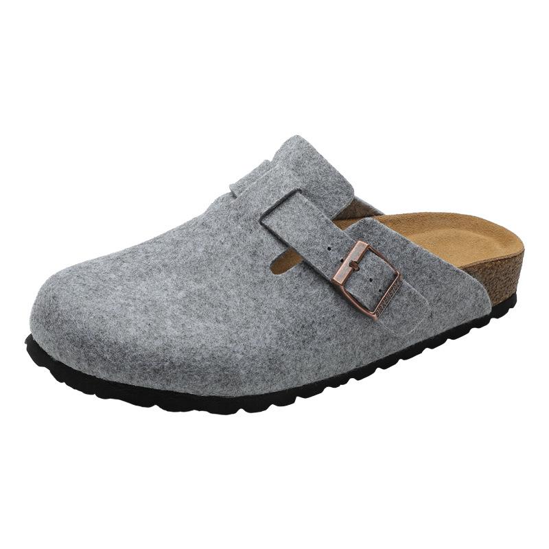 BK Čisté Originálne Kožené Unisex Drevené Šľapky s Hrúbkou Korkovou Podrážkou, Ležérne Papuče s Otvorenou Špičkou