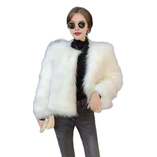 Women's Faux Fur Jacket Autumn Winter Warm Loose Plush Coat Casual Female Furry Cardigan for Street Office Date