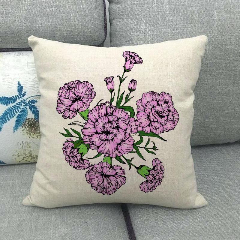 Colorful And Fresh Flower Bouquet Pattern Digital Printing Short Plush Pillow Covers For Sofa Office Cushion Cover Home Goods