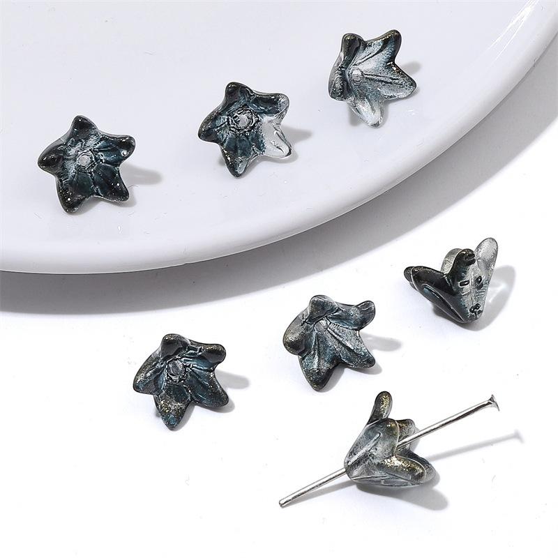 ZW52 20pcs 10x13mm Colorful Lily Cute Flower Glass Bead Charm Handmade Diy Earrings Necklace Bracelet Jewelry Accessories