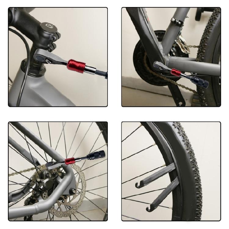 Multifunctional Repair Tool Bag Ratchet Wrench Set with Tire Pry Bar Tire Pump Cycling Maintenance Tool Enduring