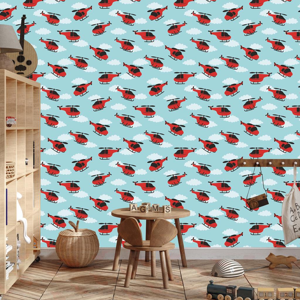 Red Helicopters Wallpaper for Living Room and Bedroom 50x1000