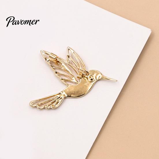 Golden Tone Bird Brooch Bling Rhinestone Hummingbird Brooch, Hollow Flying Alloy Daily Wear Pin, Jewelry Accessory for Coats Scarves Dresses
