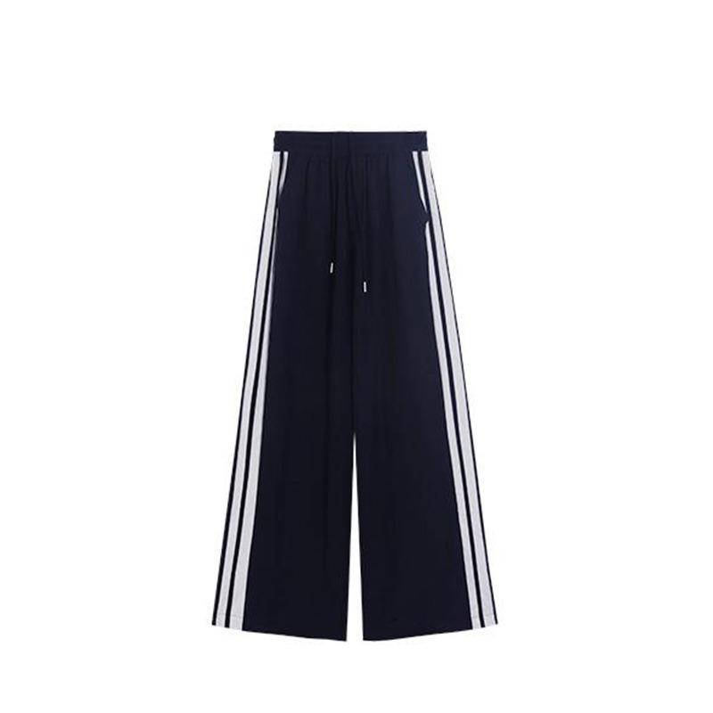 Sweatpants women's summer new high-waisted loose wide-leg pants casual side striped two-wear quick-drying pants