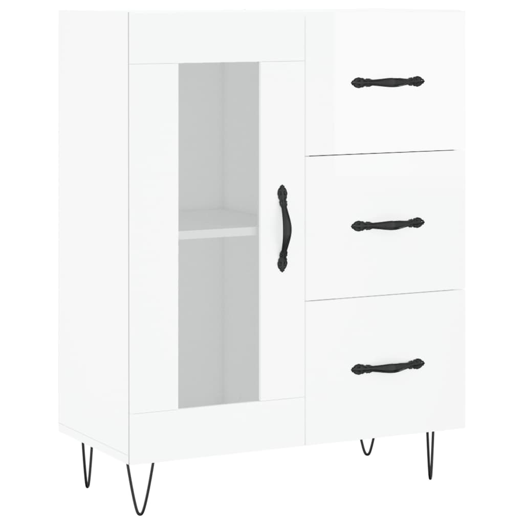 Sideboard High Gloss White 69.5 x 34 x 90 cm Engineered Wood