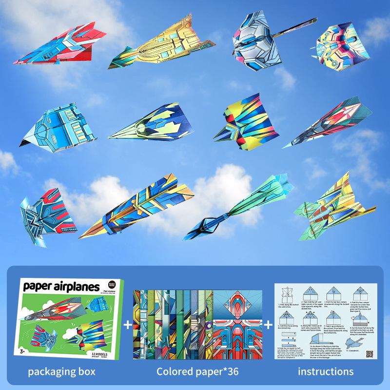 3D Paper Airplane Craft Kit for Kids - Colorful Educational Toy for Boys & Girls
