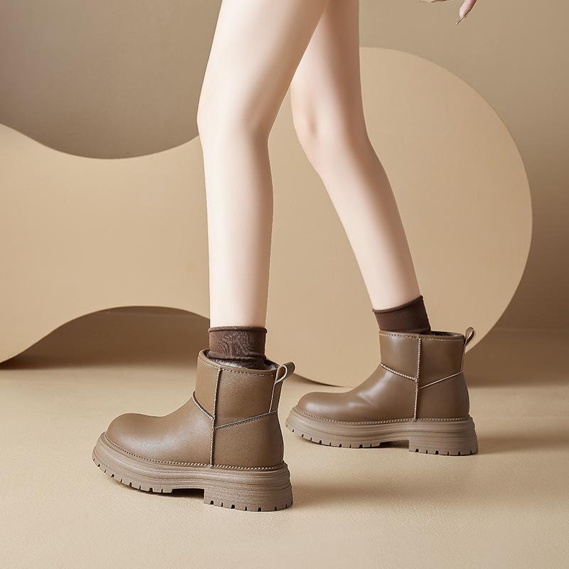 Augustine Martin boots women's 2025 new winter velvet thickened low-top short boots platform bread snow cotton shoes