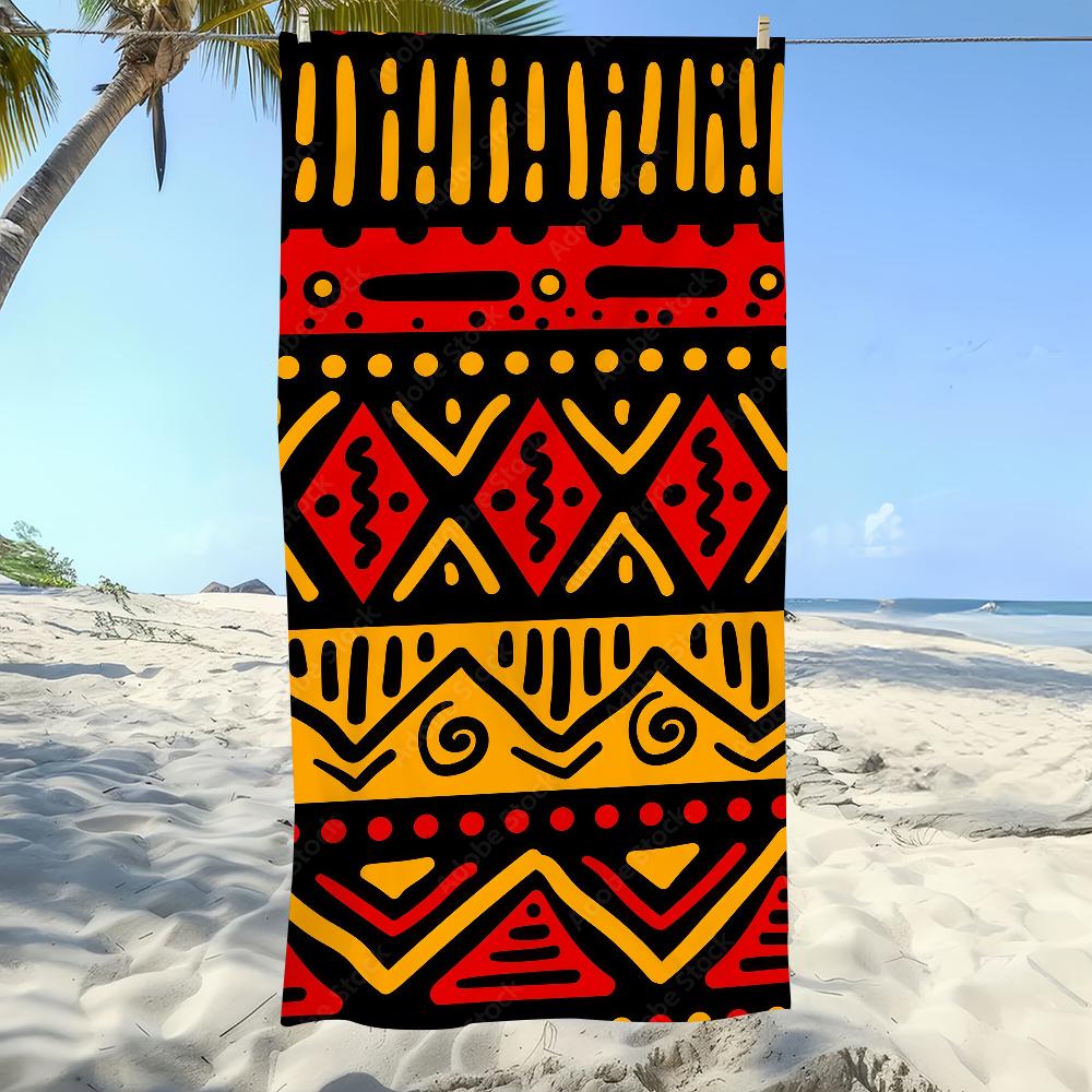 African Style G-Geometric Print Towel Beach Oversized Soft Ultra Absorbent Quick Drying Large Pool Travel Camping Bathroom