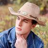 Vintage Faux Leather Hat Women Men Cowboy Hat Ethnic Style Western Style Hat