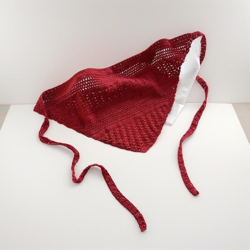 Retro Hollow Knitted Headscarf Lace-Up Triangle Turban Fashion Belt Accessories