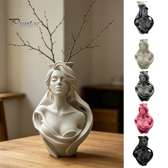 Fine Texture 3D Art Printed Human Bust Vase, Artistic Sculpture Planter for Succulents, Moisture-proof PLA Decor Matte Desktop Decor, Creative