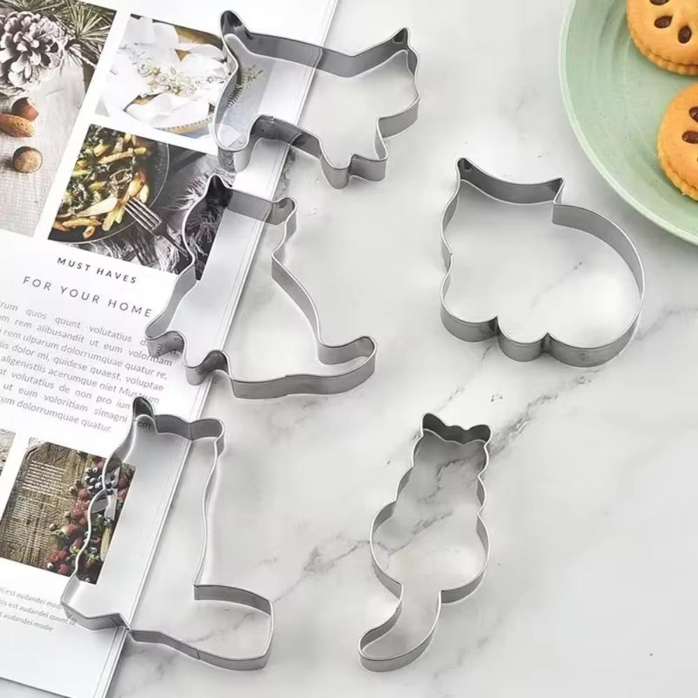 5Pcs/set Mini Cat Shaped Cookie Molds Cartoon Cake Mold Cute DIY Biscuit Baking Mold