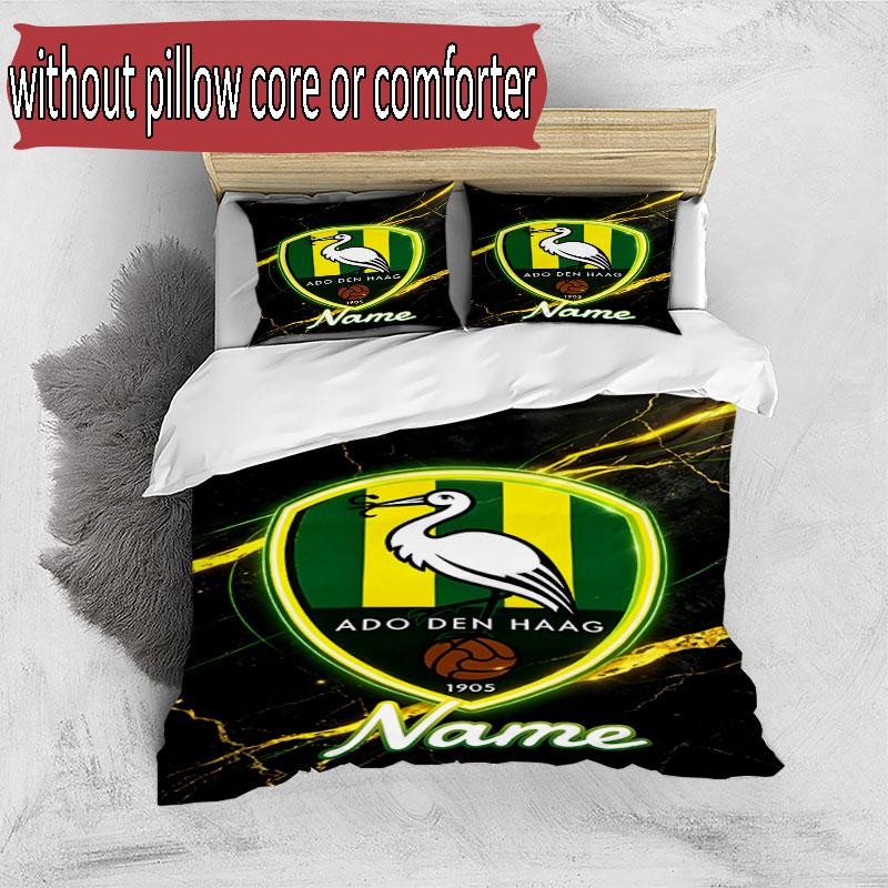 3pcs Duvet Cover Set (1*Duvet Cover + 2*Pillowcase, Without Core), Custom Name ADO Den Haag Pattern Bedding Set, Home Bedroom Decor Gift