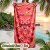 Decorative Artwork Theme Beach Towel Personalized Custom Name & Text Soft Quick Dry Beach Towel for Swimming Travel