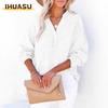 Women's Fashion Casual Solid Color Print Long Sleeve V Neck Blouses & Shirts