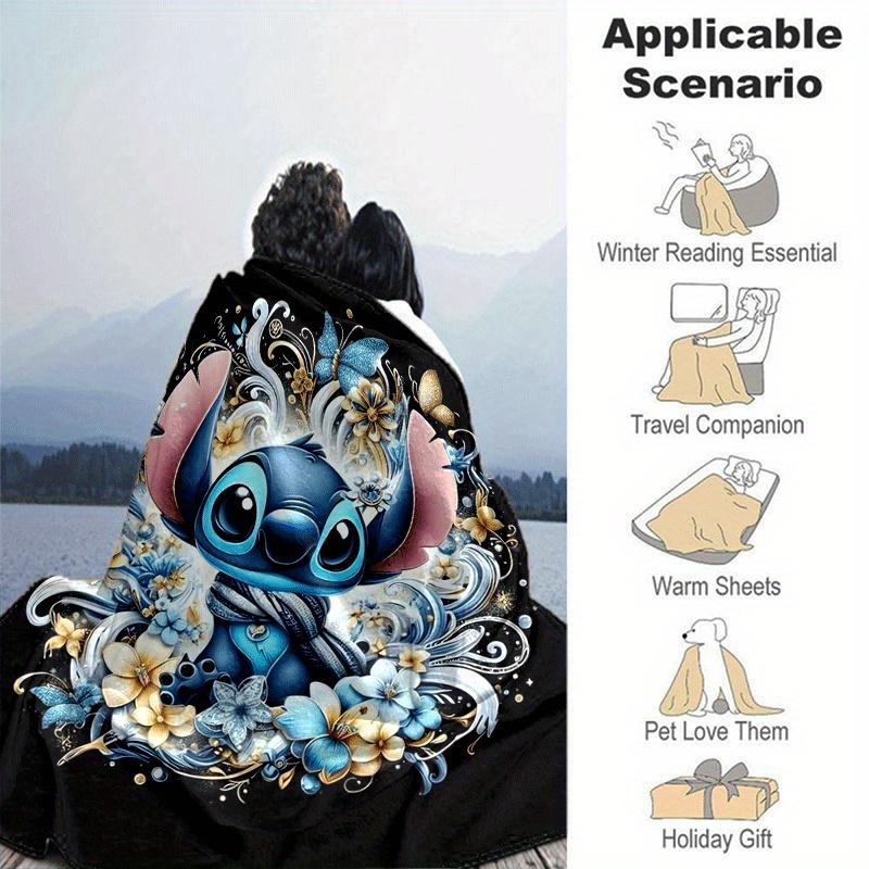 1pc Cute Stitch Printing Blanket - Soft, All-Season Throw for Living Room, Bedroom,Personalized Gift with Adorable Cartoon Design