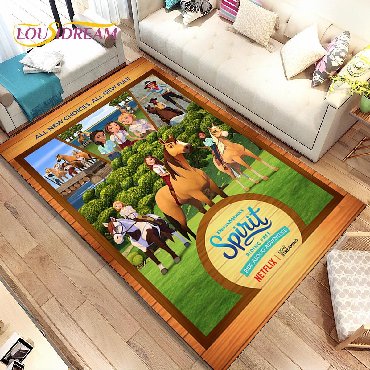 

Килимок з мультфільмом Spirit Riding Free Horses, килимок для дому, вітальні, спальні, дивана, килимок, дитячий нековзкий килимок 3D 40x60cm(15x23in)