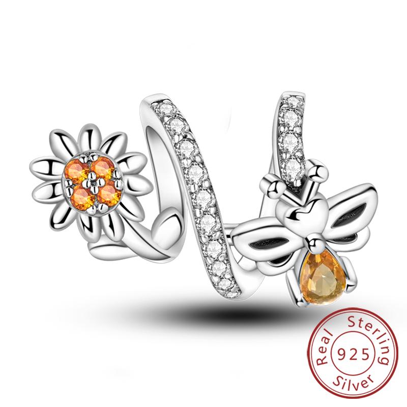 New Copper Charms Pendant Sunflowers Heart Beads Fit Original Bracelets Charm Diy Jewelry Gifts Making