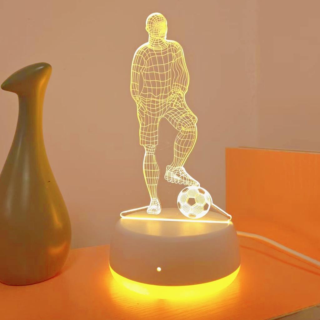USB Fußballspieler 3D Nachtlicht, einfarbiges LED-Licht, Schlafzimmeratmosphäre und Heimdekoration, Fußballfans, Weihnachtsgeschenke