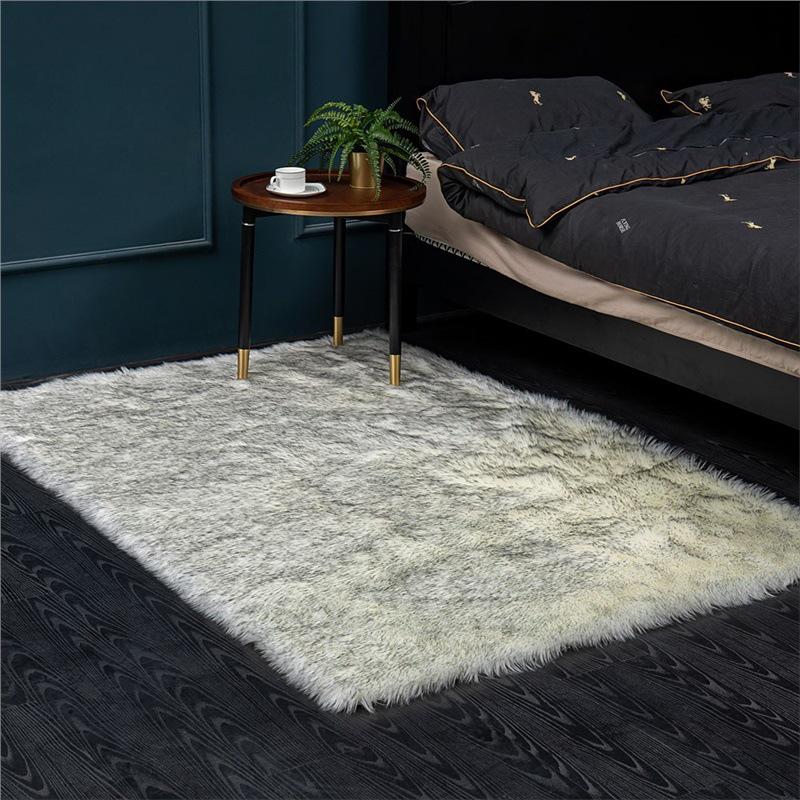 Nordic Style Plush Living Room Carpet - Cute Full Coverage Imitation Wool Rug for Bedroom & Sofa Area.
