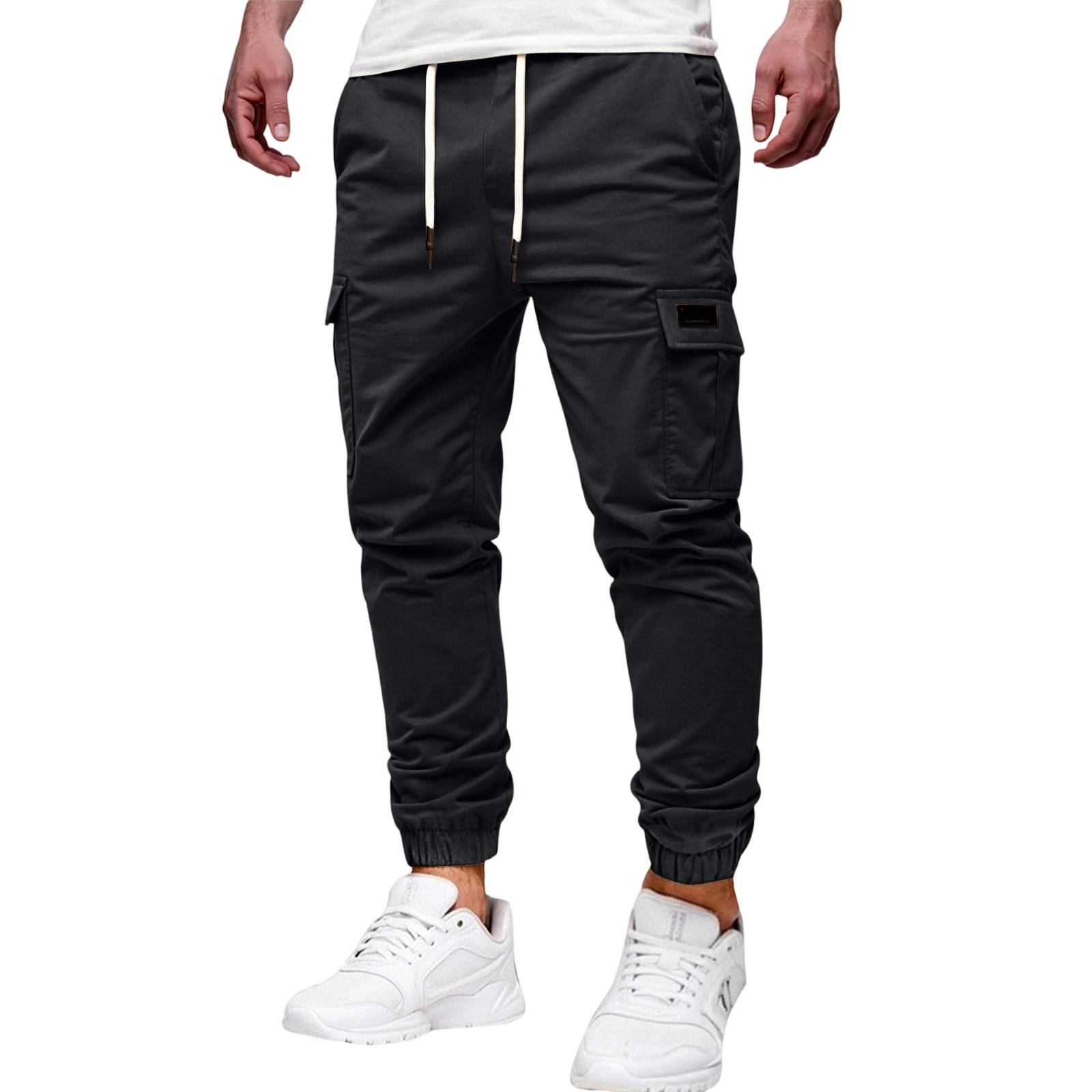 Men s American Loose High Street Leisure Sports More Pocket Workwear Trousers S чёрный