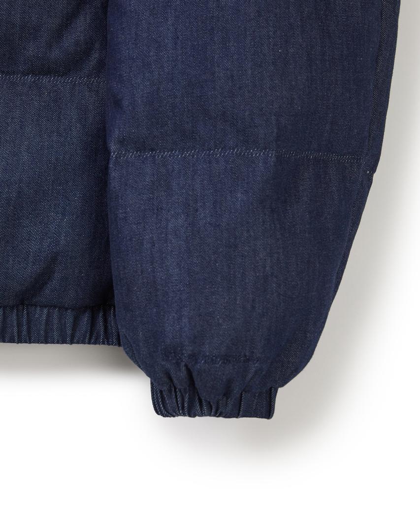 West Grand Boulevard Monstro Crop Denim Puffer Jacket Washed Blue