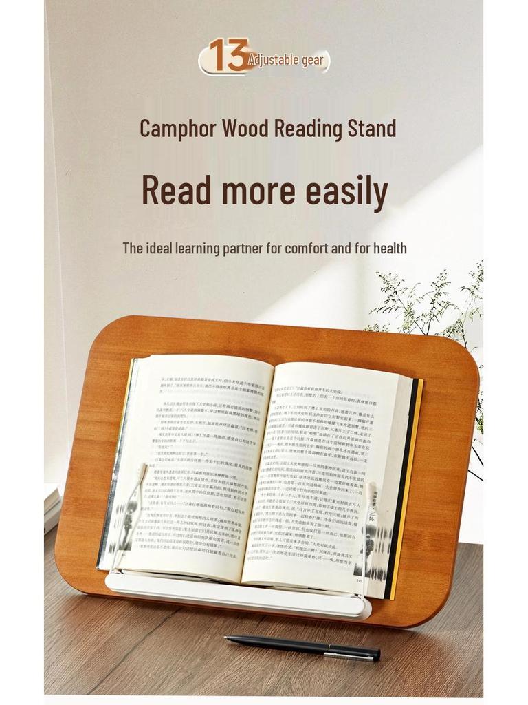 Children's Adjustable Reading Stand - Solid Wood Foldable Book Holder with Height Adjustment
