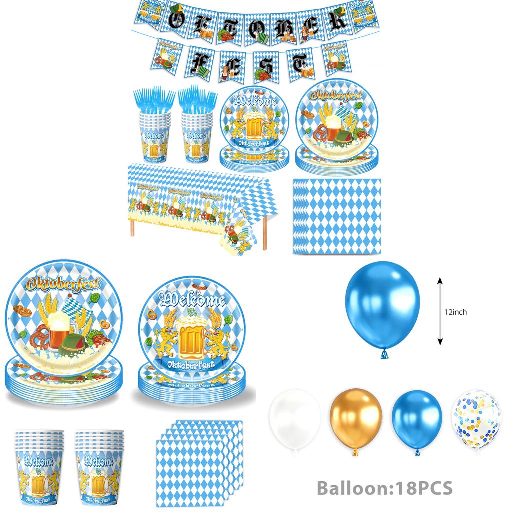 Munich Oktoberfest Party Supplies Set With Banner Balloons For Beer Festival Celebration