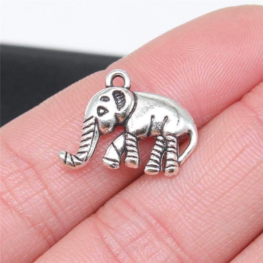 10pcs Elephant Charms For Jewelry Making Tibetan Bronze Silver Color Pendants Antique Jewelry Making DIY Handmade Craft