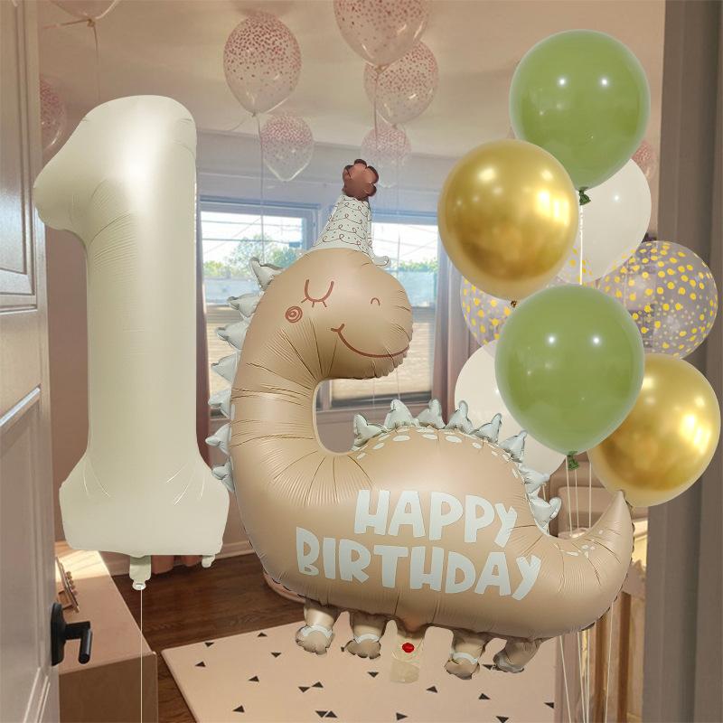 10Pcs Jungle Dinosaur Birthday Party Decoration Digital Balloon Birthday Party Anniversary Celebration Background Decoration