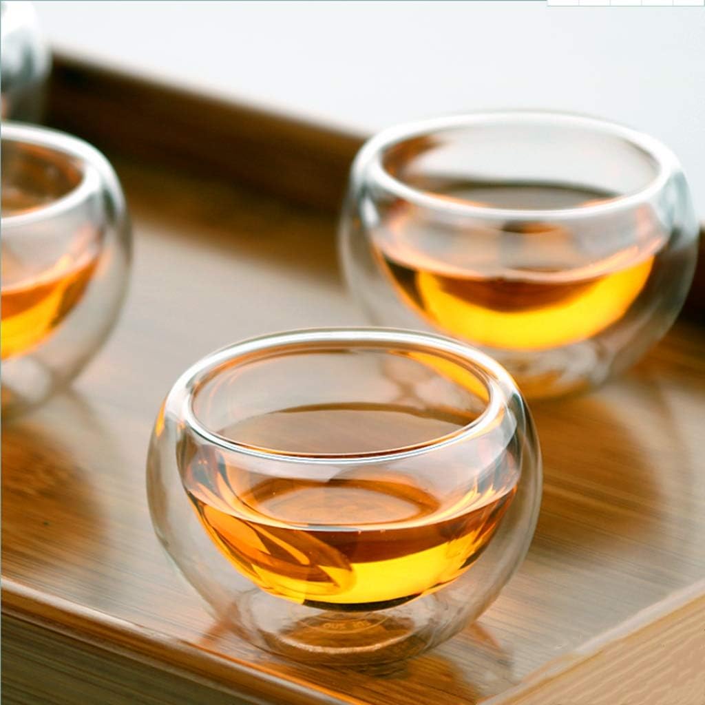 2 Pieces Glass Tea Set Double Cup fit for Using at Home Office Coffee Shop Hotel Etc