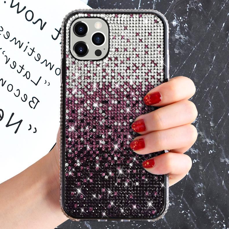 Creative Gradient Rhinestone iPhone Case for 13, 16, XS Max, XR, SE, and 17