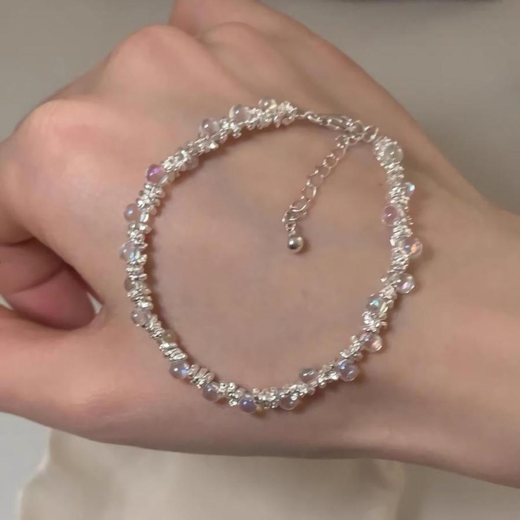 Women's Silver Small Flower Bulb Ball Vintage Bracelet