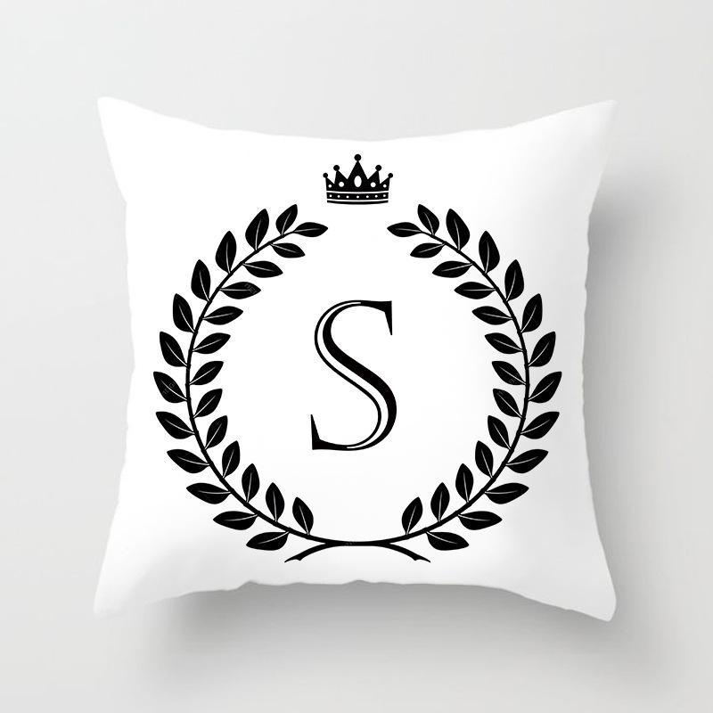 26 Crown Letter Pattern Double-Sided Printed Pillow Cover Short Plush Suitable Living Rooms Bedrooms Sofas Throw Cushion Cover