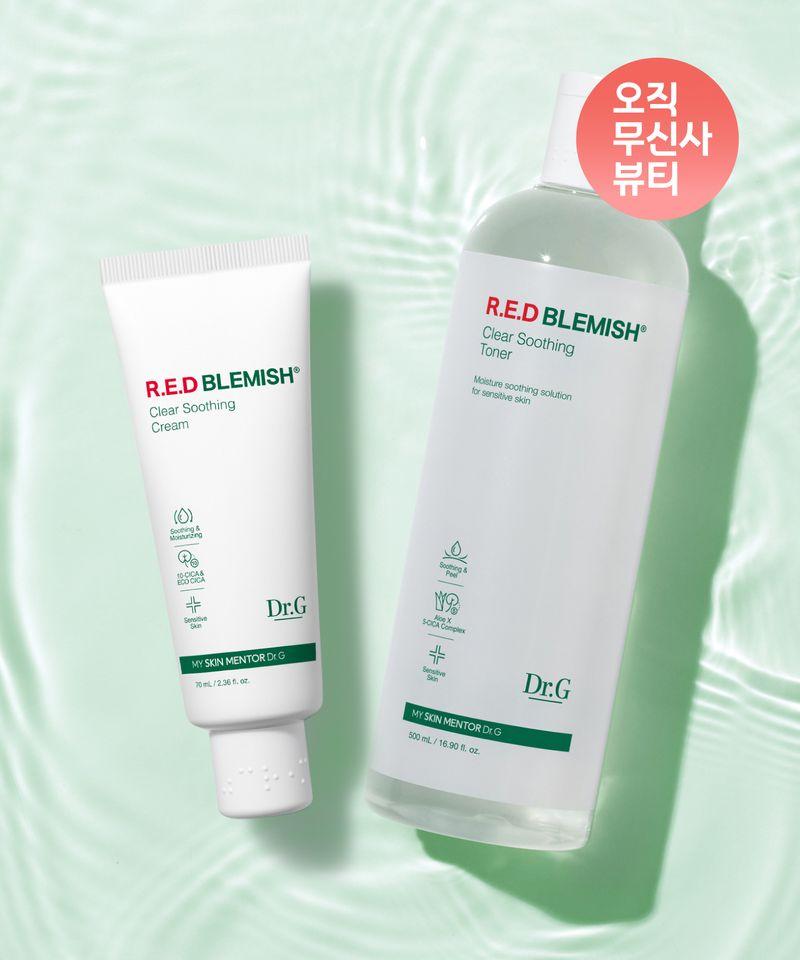 Red Blemish Clear Soothing Cream 70mL (Tube) + Soothing Toner 500mL
