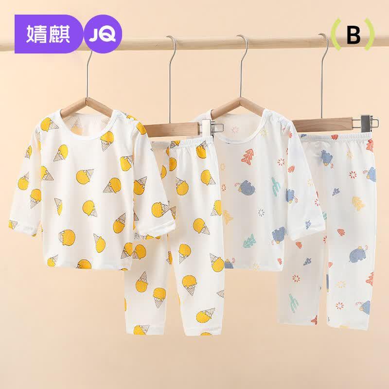 JOYNCLEON Kids Pure Cotton Long Sleeve Summer Pajama Set 90