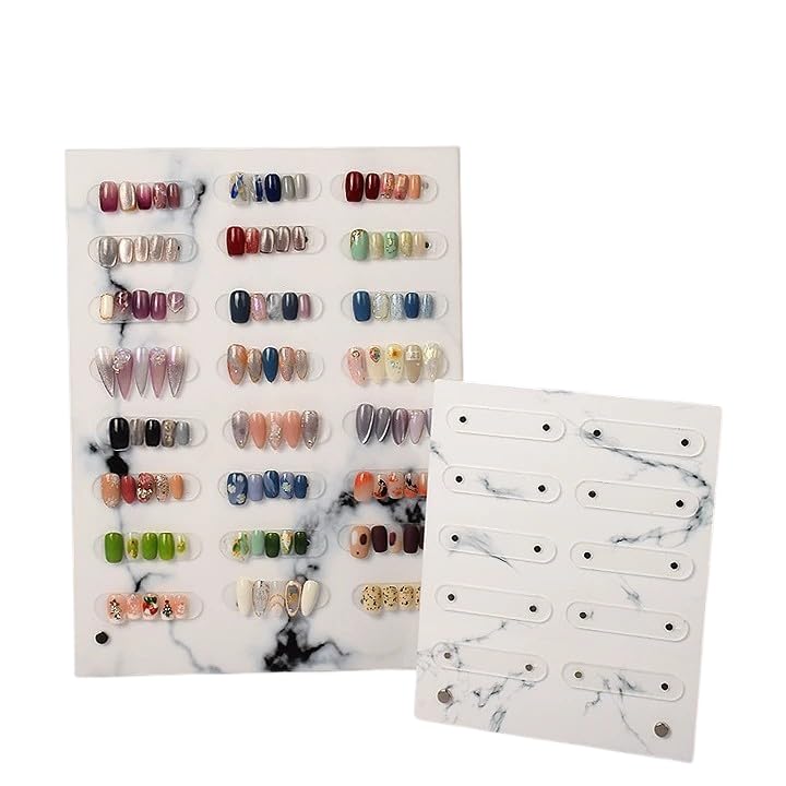 

Nexxxly Nail Tip and Nail Sample Display with Magnetic Display Board, Large Capacity, Easy Setup, Easy Sample Replacement (Marble Pattern, 24 Pieces)
