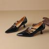 Genuine Leather Black Red Women Pumps High Stiletto Heel Small Big Size 31 47