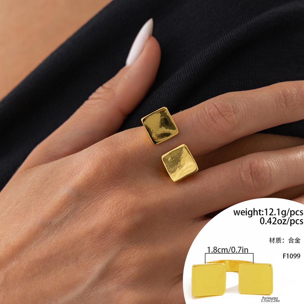 European and American Exaggerated Mirror Ins Wind Wide Surface Ring, Simple Square Geometric Resin Gem Ring Jewelry Women