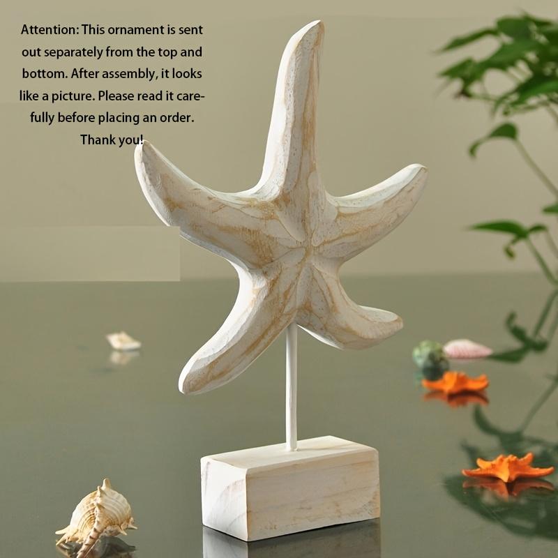 Mediteranean Style Home Decoration Accessories Wooden Crafts Starfish Conch Hippocampus Wood Carving Marine Living Room Decor