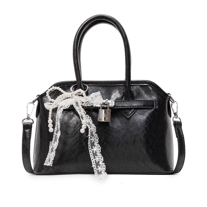 Ribbon Bow Pu Womens Office Handbag With Top Zip Closure For Daily Casual Use