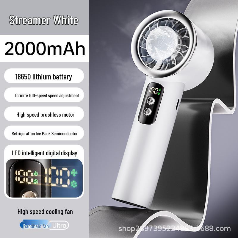 Handheld Mini Rechargeable Turbine Fan with Cooling Ice Pack for Desktop Use