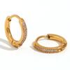 MamacitaSlay 316L Stainless Steel Single Row Zircon Hoop Earrings 18K Gold Plated Waterproof Jewelry For Women Everyday Wear