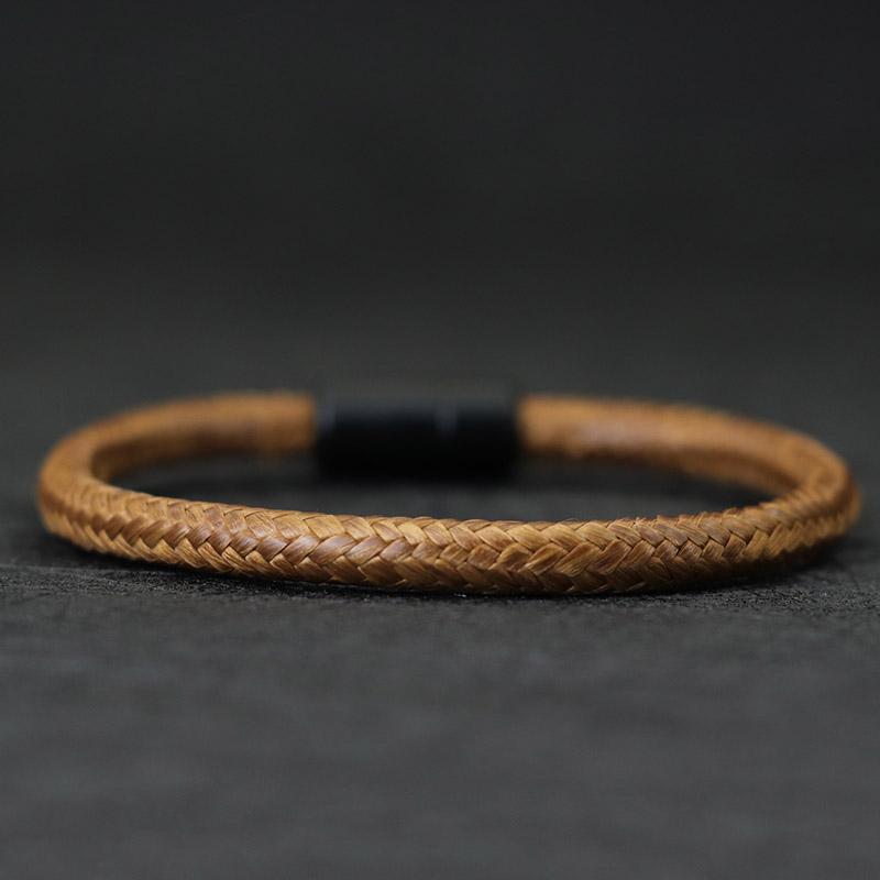 New Punk Men Bracelet Black Brown Wax Rope Braclet Magentic Clasp Pulsera Hombre Hand Bands For Him Macrame Braslet Gift