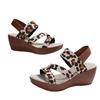 Large size one-word sandals with fish mouth summer new leopard print platform out beach sandals women