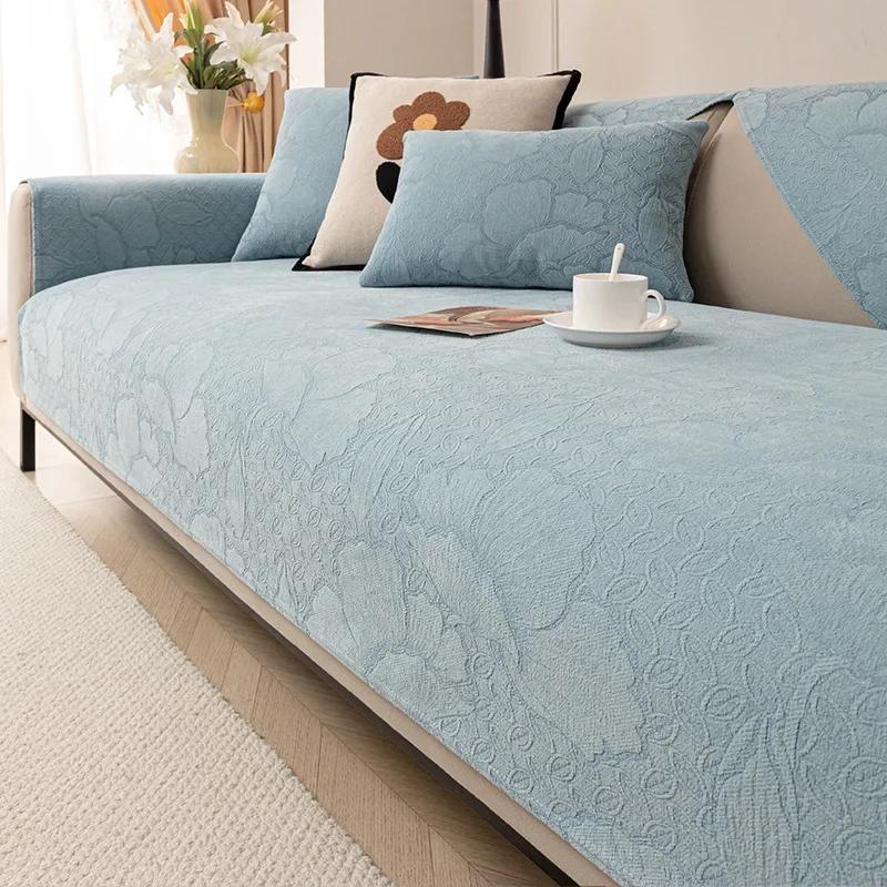 

Подушка для дивана Nordic Solid Color Chenille Simple Four Seasons Universal Sofa Cover Cloth Anti-Cat Scratch Anti-Slip Sofa Cushion 70x70