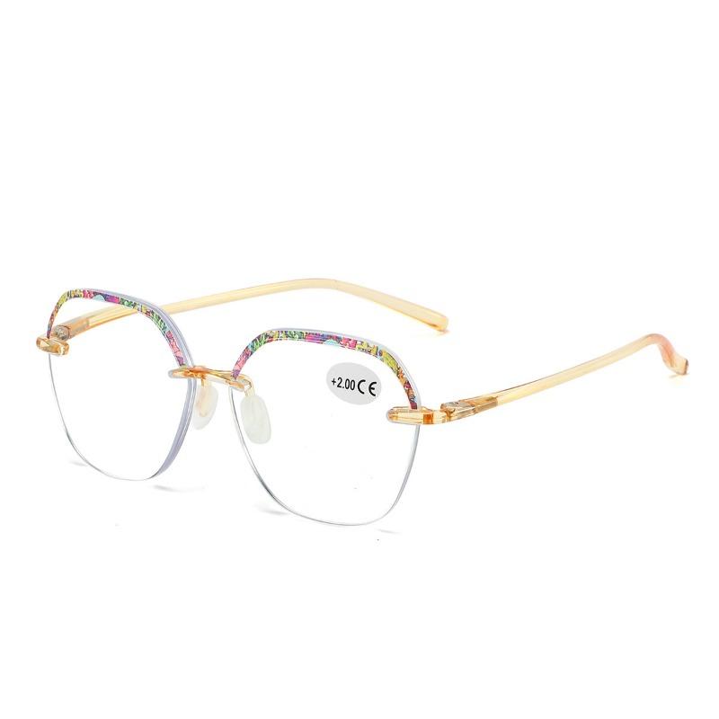Vintage Runde Große Rahmen Lesebrille für Herren und Damen Retro Elegantes Blumenmuster Mode Alterssichtigkeit Brille Mode Brille