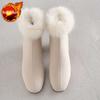 Fashion Booties Soft French Style Rabbit Fur Chunky Heel Woman Short Shoes Large Size Warm On Promotion Y2k Boot Ankle Boots for Women