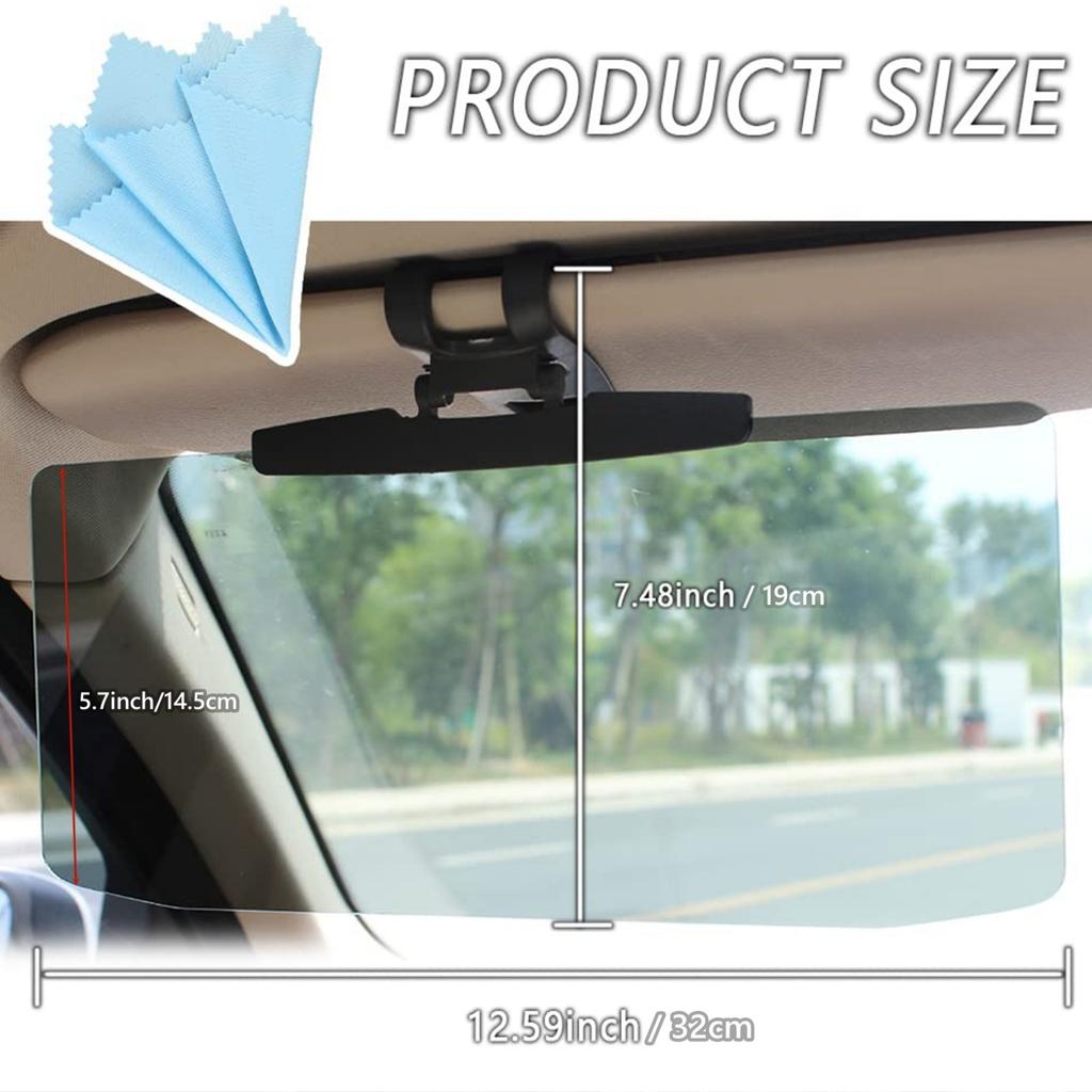 Car Sun Visor Anti-Glare HD Sunshade with UV Protection,Durable ABS Plastic,Snow Blind Prevention for All Seasons,Fit Any Car Model,with Buckle Closur