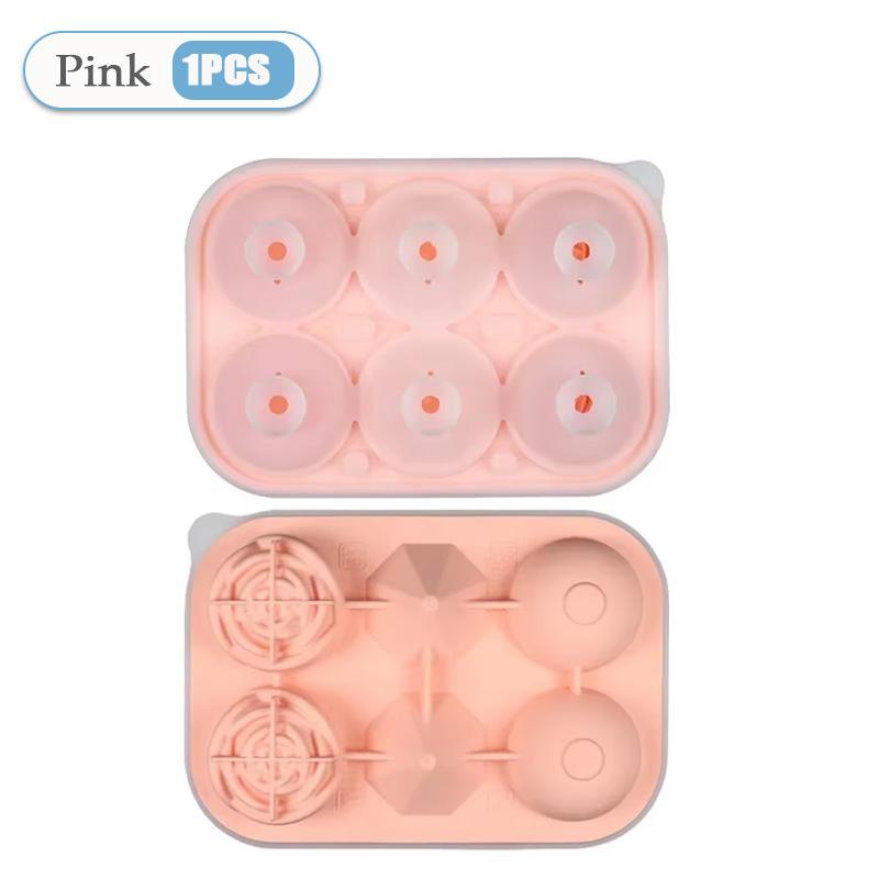 4 Grid Ice Cube Tray 3D Rose Diamond Round Ice Cube Molds Flower Shape Silicone Ice Maker Kitchen Bar Utensil Tool Accessorise
